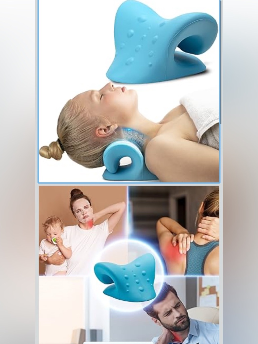 Neck Traction Therapy Pillow in Light Blue
